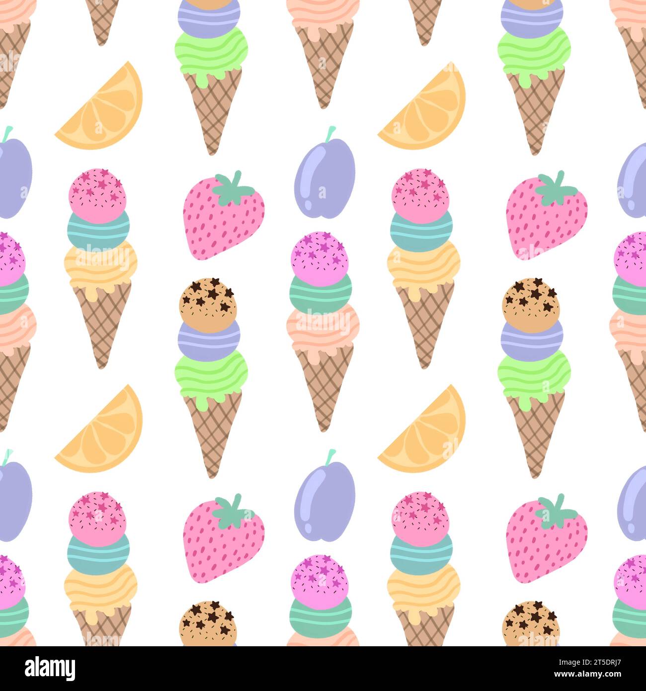 Cartoon seamless ice cream pattern for wrapping paper and fabrics and ...
