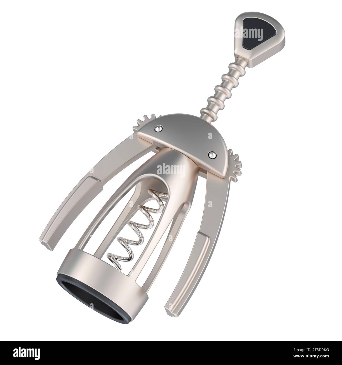 Metal Winged Corkscrew, 3D rendering isolated on white background Stock