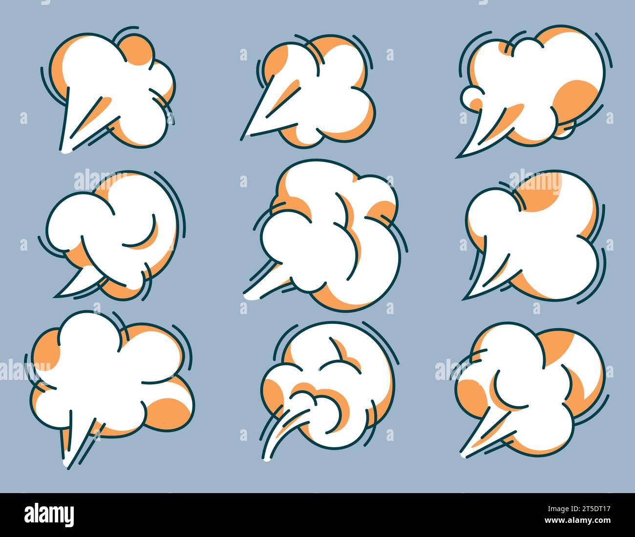 Set of cartoon dust clouds. Comic cloud shape. Vector illustration Stock Vector