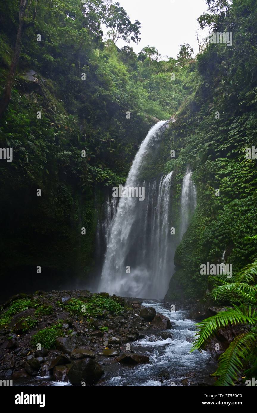 Tiu Kelep waterfall in Senaru, north Lombok, Indonesia Stock Photo
