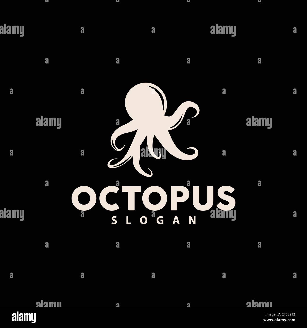 Octopus Logo, Sea Animals Vector, Seafood Ingredients Cuttlefish