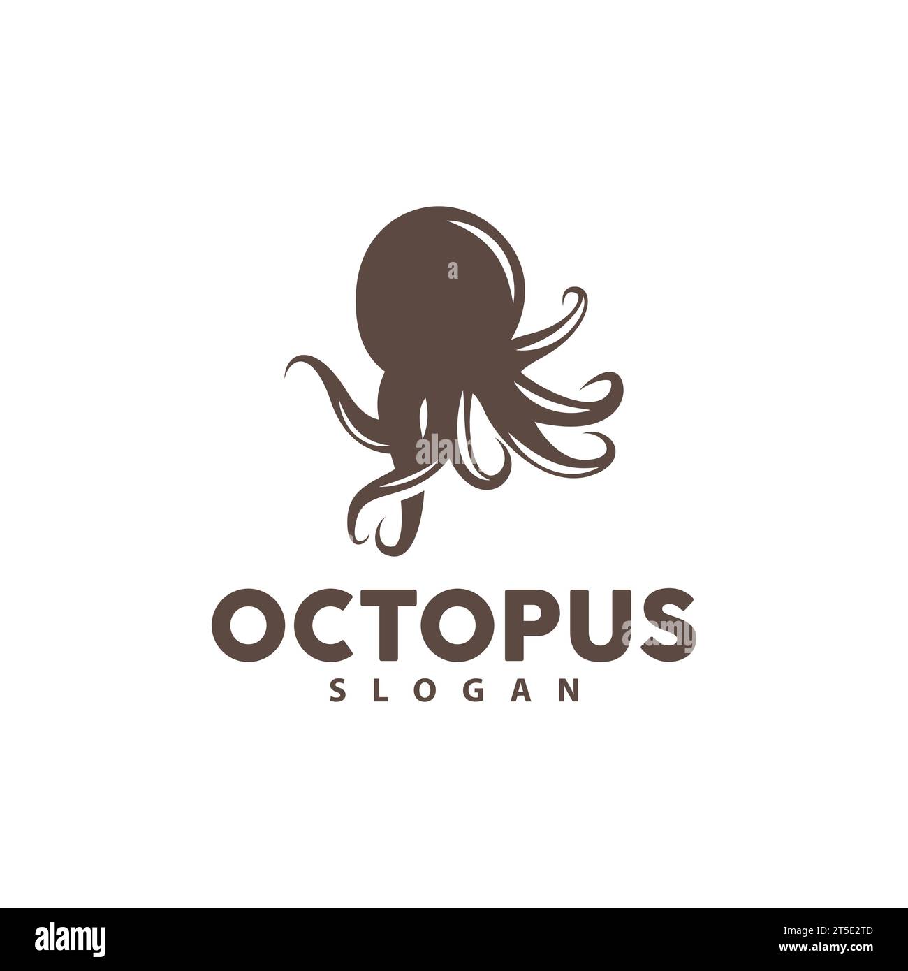 Octopus Logo, Sea Animals Vector, Seafood Ingredients Cuttlefish Tentacles Icon Silhouette Design Stock Vector