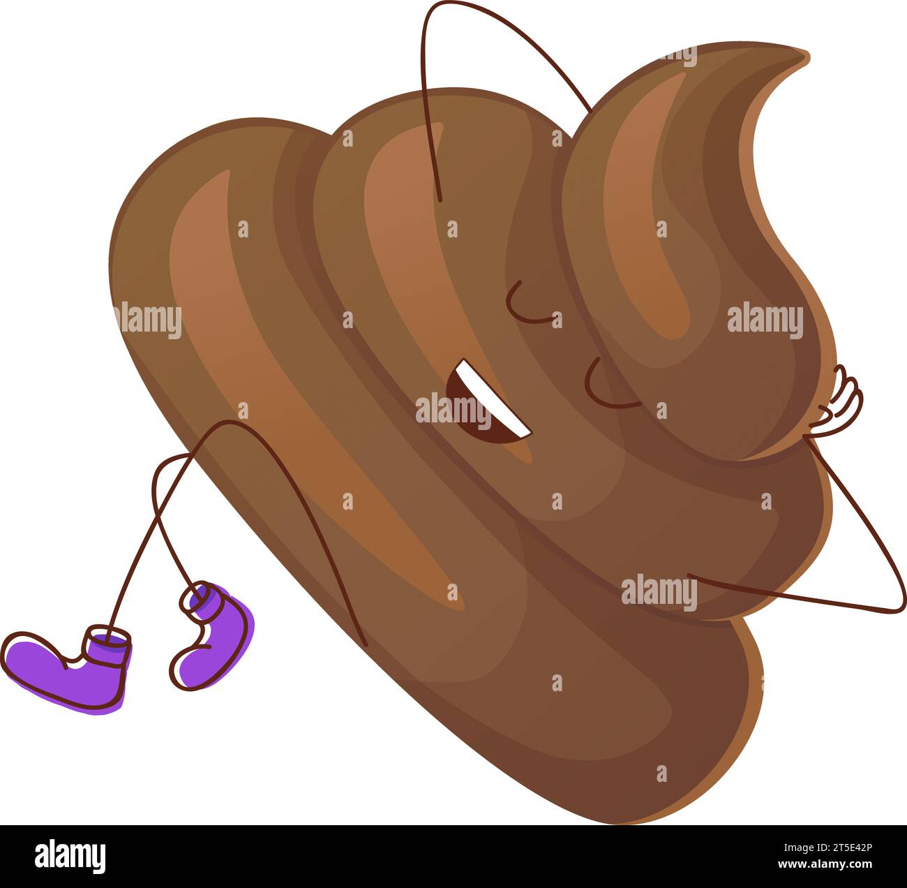 Poop ironic A self-assured character radiating satisfaction with life. Stock Vector