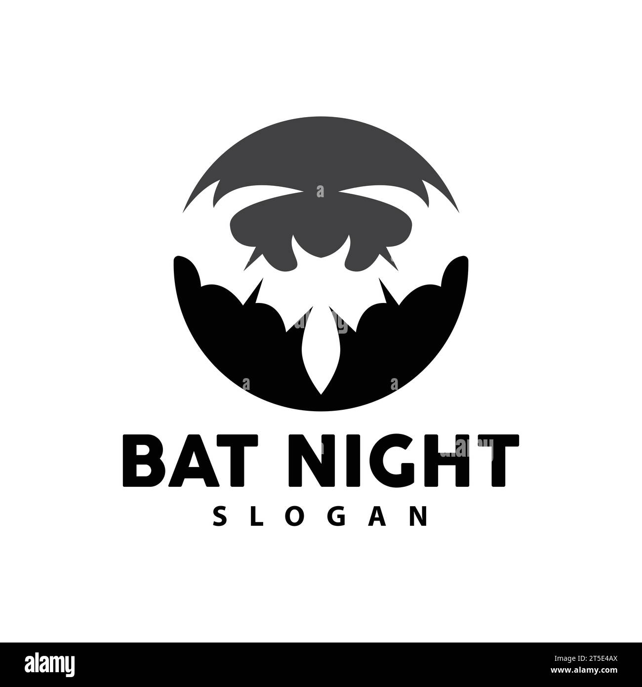 Bat Logo, Hanging Bat Animal Vector, Hallowen Night Animal Icon Design Stock Vector