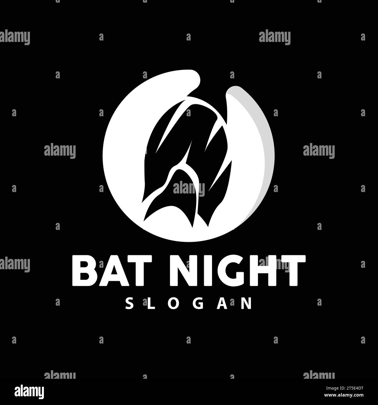 Bat Logo, Hanging Bat Animal Vector, Hallowen Night Animal Icon Design Stock Vector