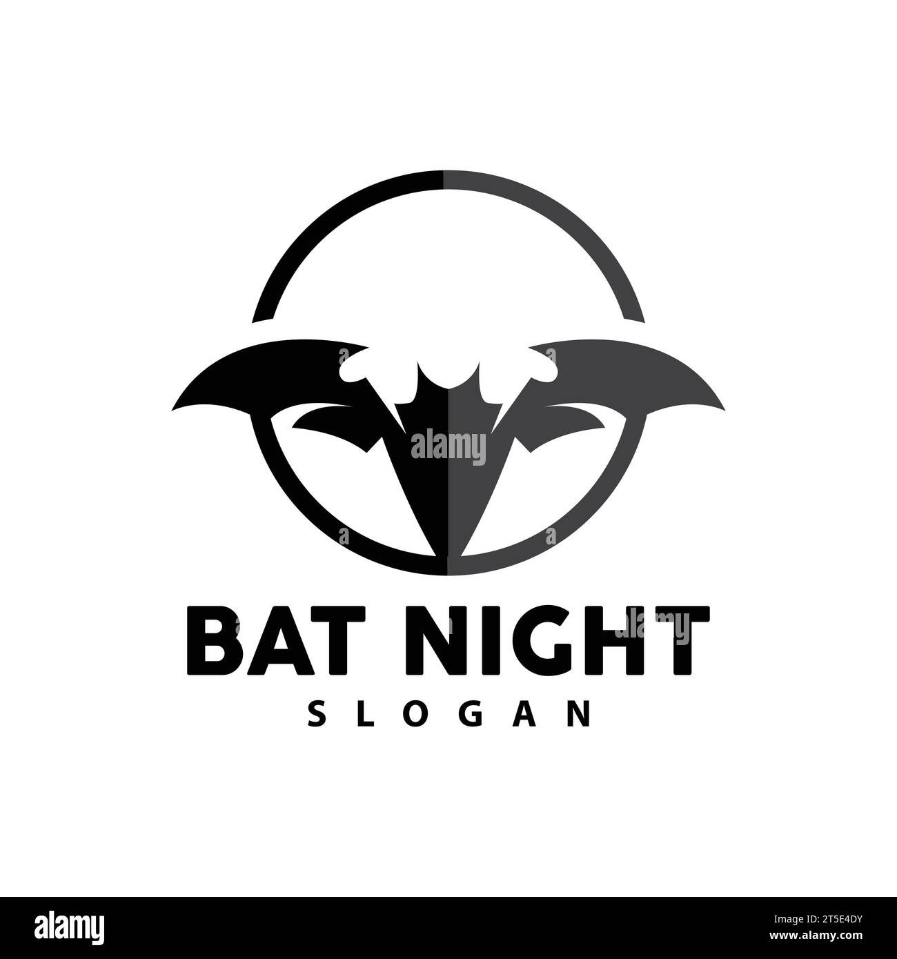 Bat Logo, Hanging Bat Animal Vector, Hallowen Night Animal Icon Design Stock Vector