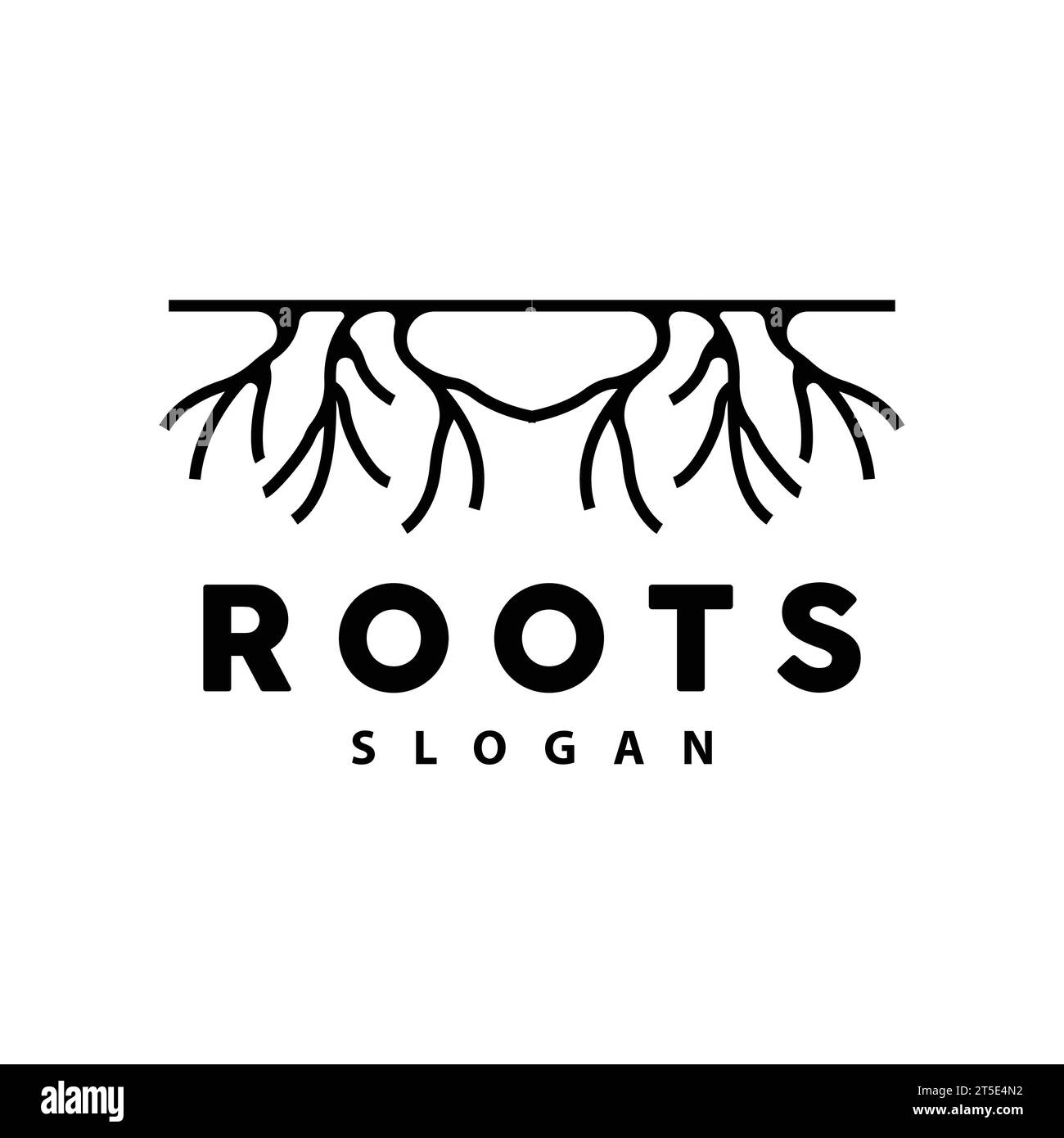 Root Logo, Tree Root Vector, Nature Tree Simple Icon Design Stock
