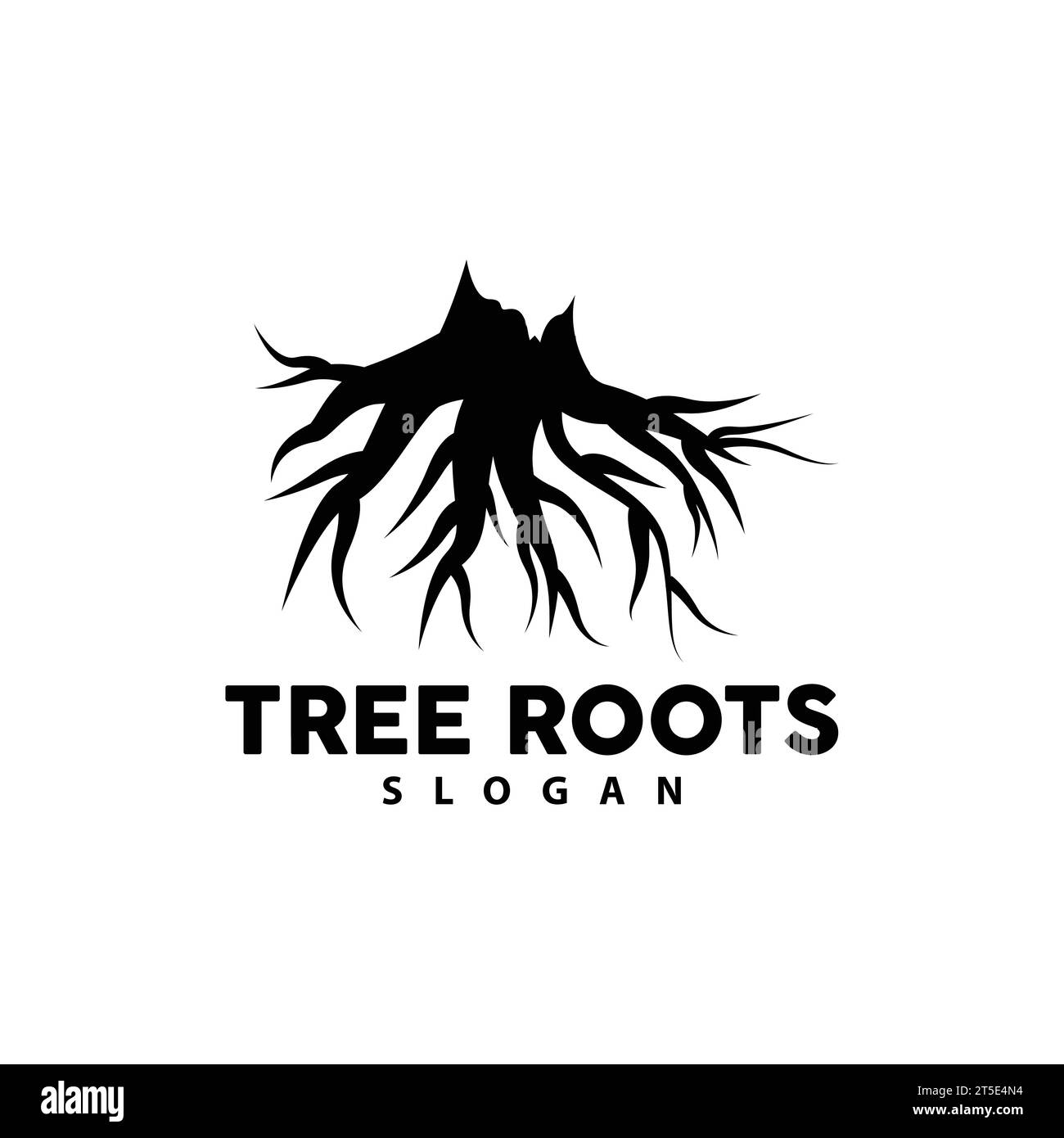 Root Logo, Tree Root Vector, Nature Tree Simple Icon Design Stock