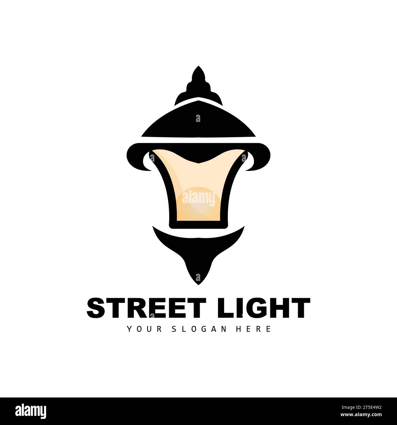Street Light Logo, Lightning Lantern Vector, Template Icon Retro Classic Vintage Design Stock Vector