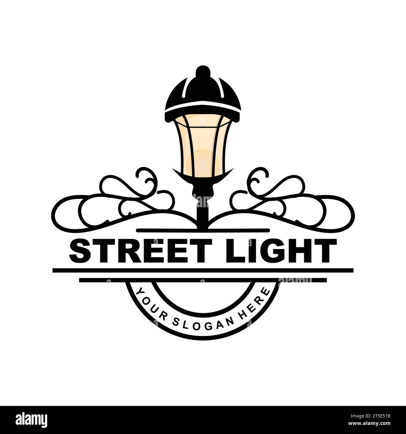 Street Light Logo, Lightning Lantern Vector, Template Icon Retro Classic Vintage Design Stock Vector