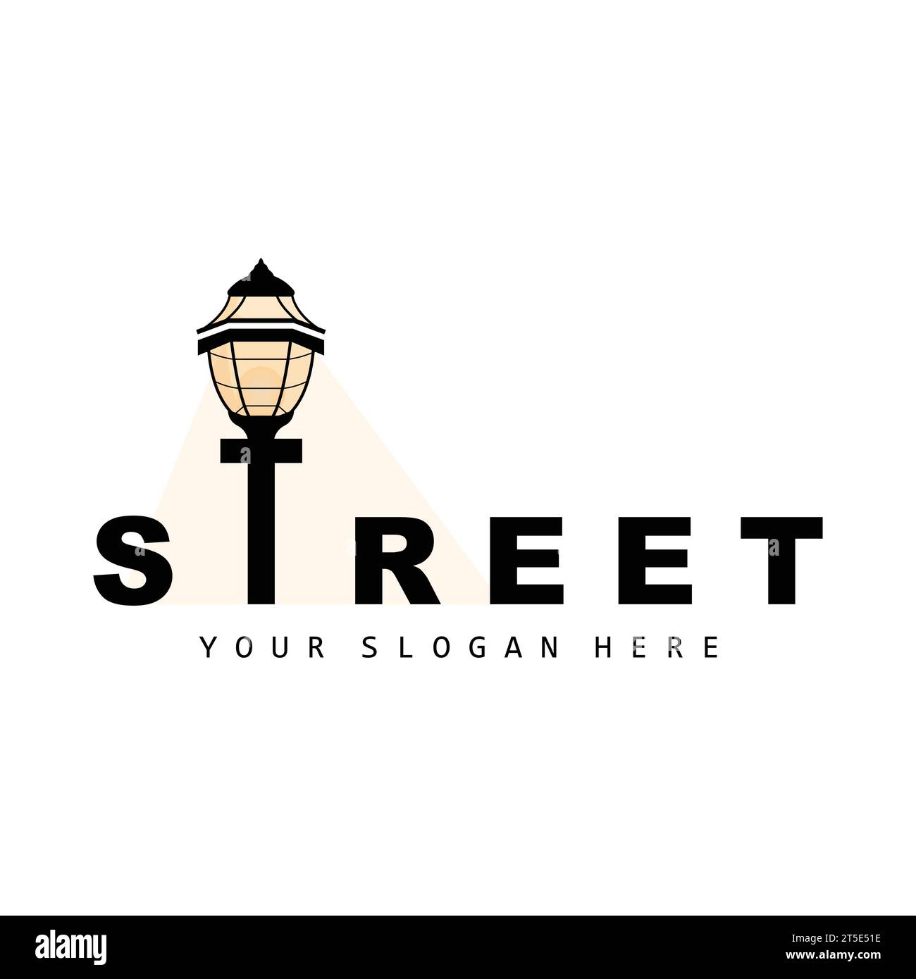 Street Light Logo, Lightning Lantern Vector, Template Icon Retro Classic Vintage Design Stock Vector