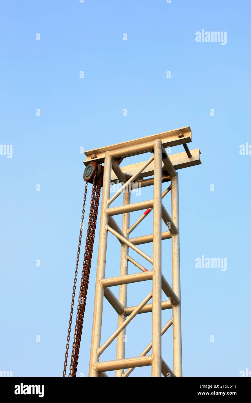 Steel brackets and chains Stock Photo Alamy