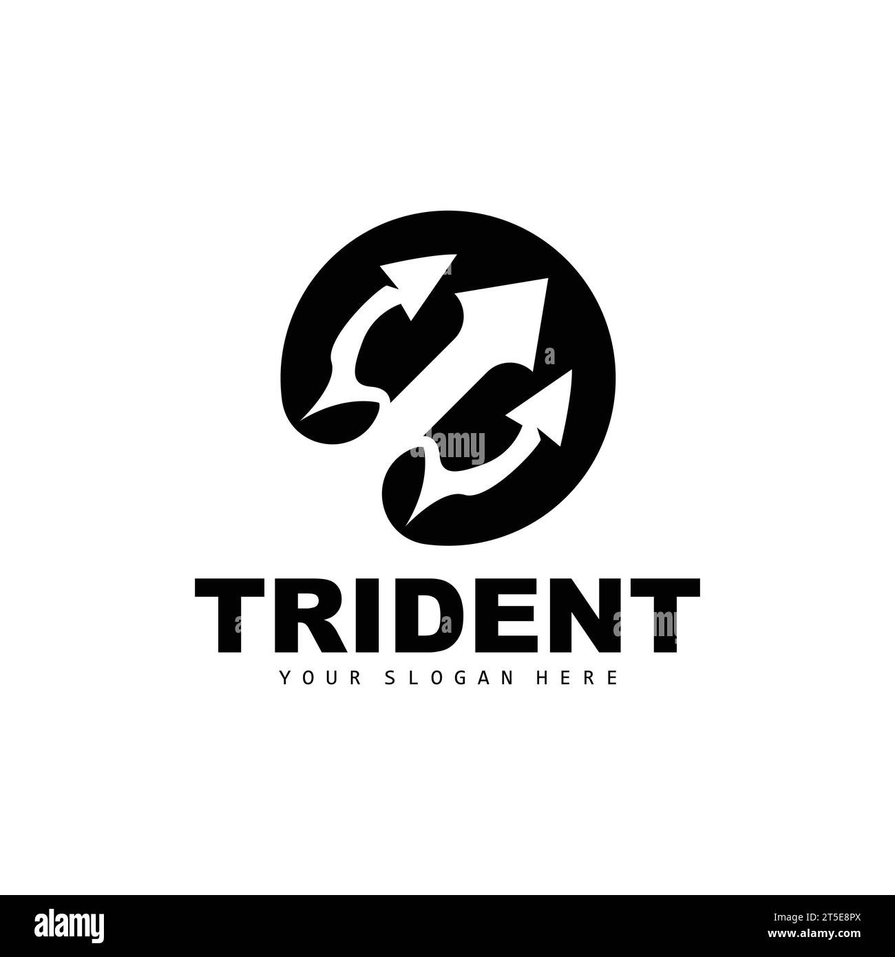 Trident Logo, Vector Magic Spear of Poseidon Neptune, Triton King Design, Template Icon Brand Illustration Stock Vector
