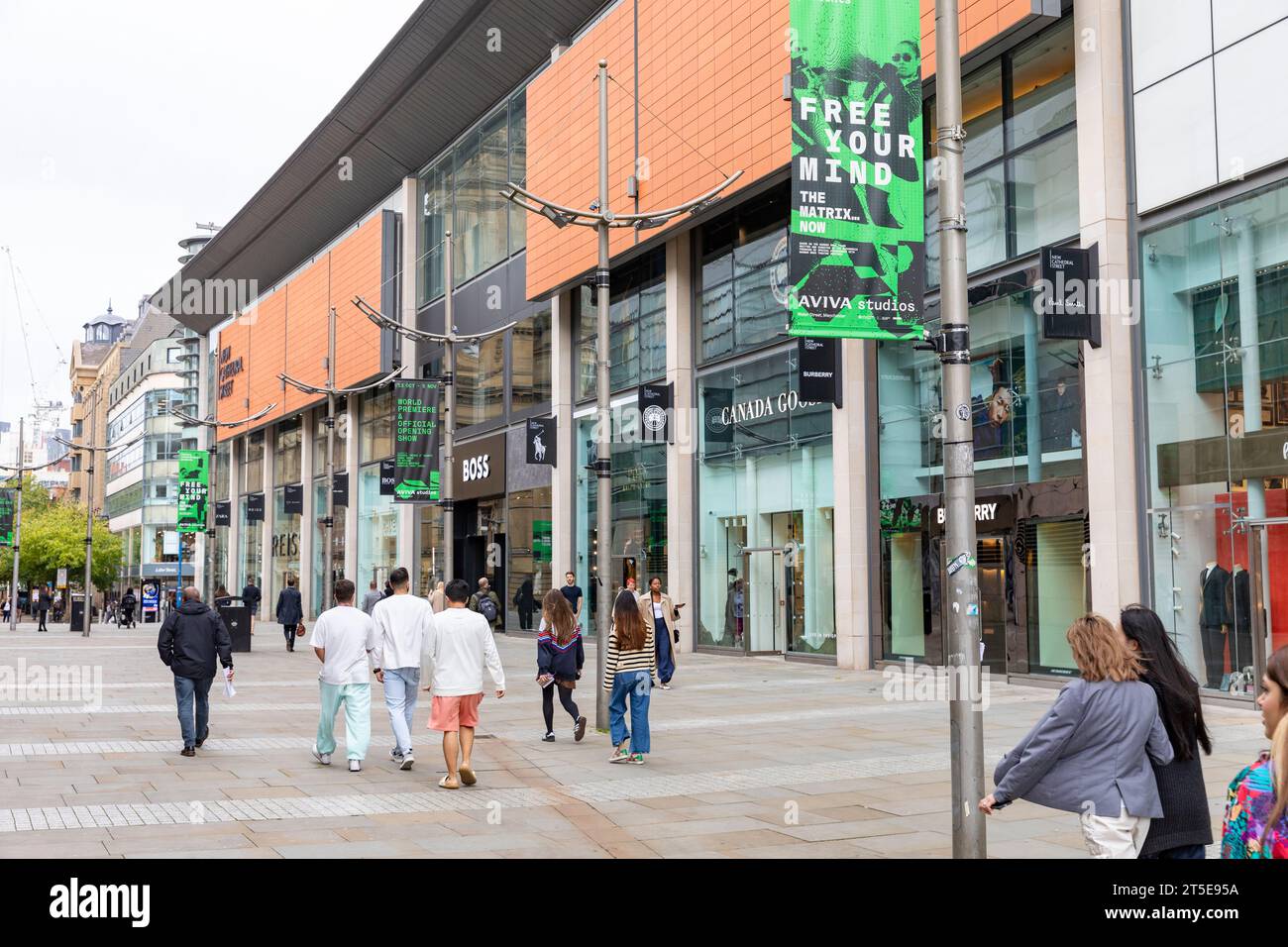 New Cathedral Street Manchester city centre, shopping and up market