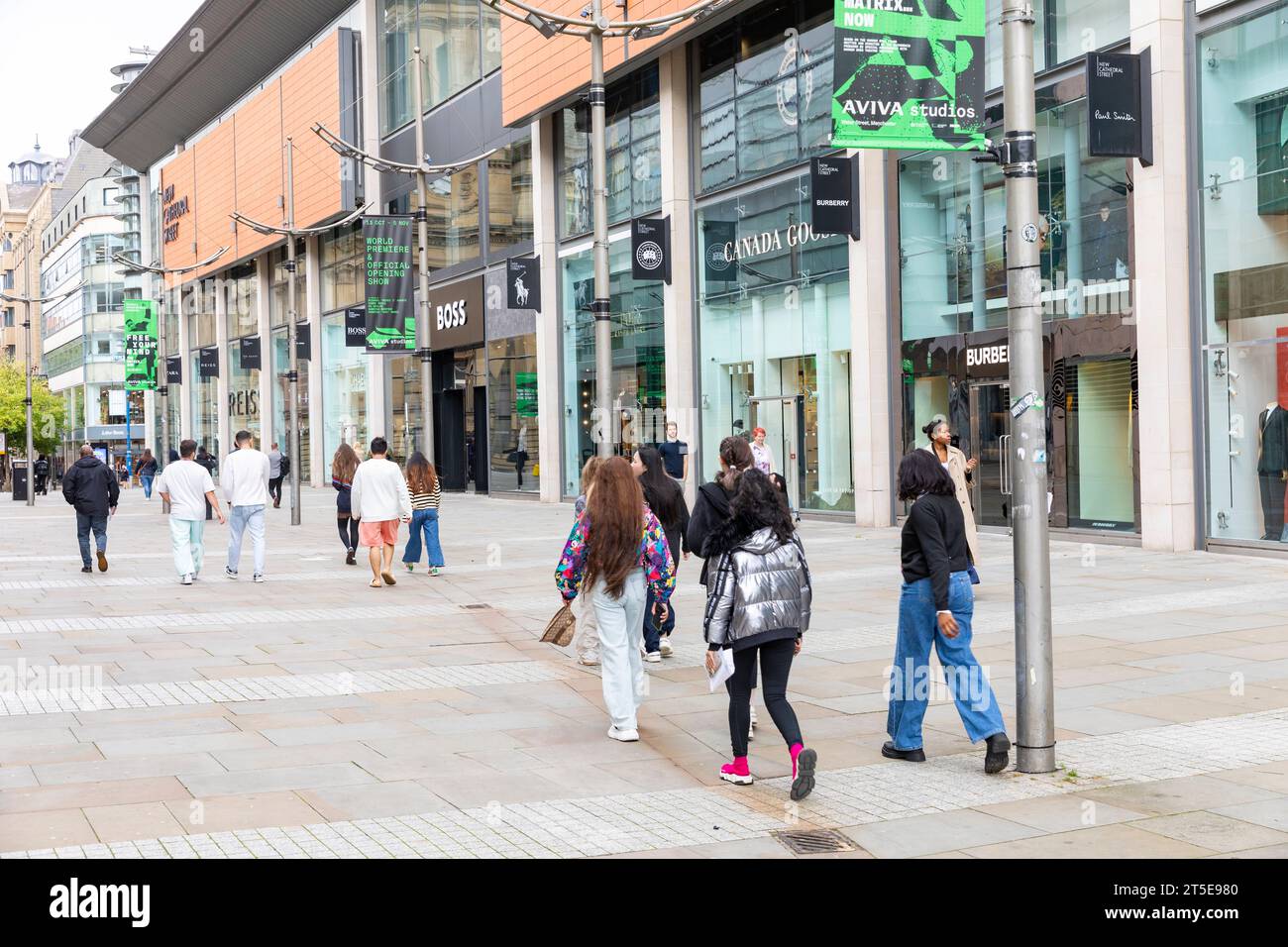 New Cathedral Street Manchester city centre, shopping and up market