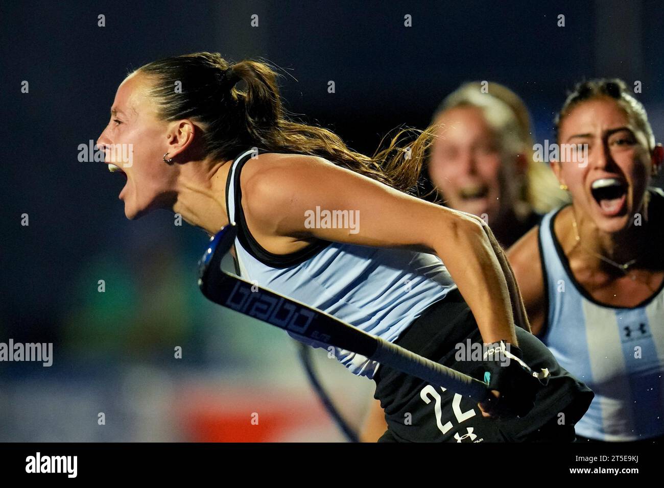 Argentina's Eugenia Trinchinetti celebrates scoring against the Unit…