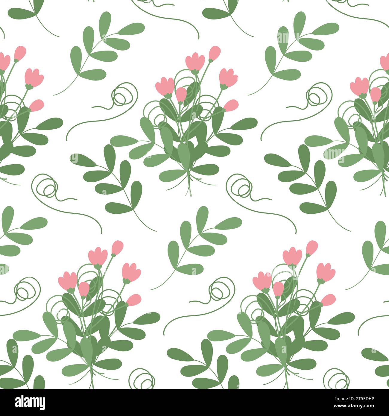 Abstract seamless pattern of bouquet of twigs with small leaves ...