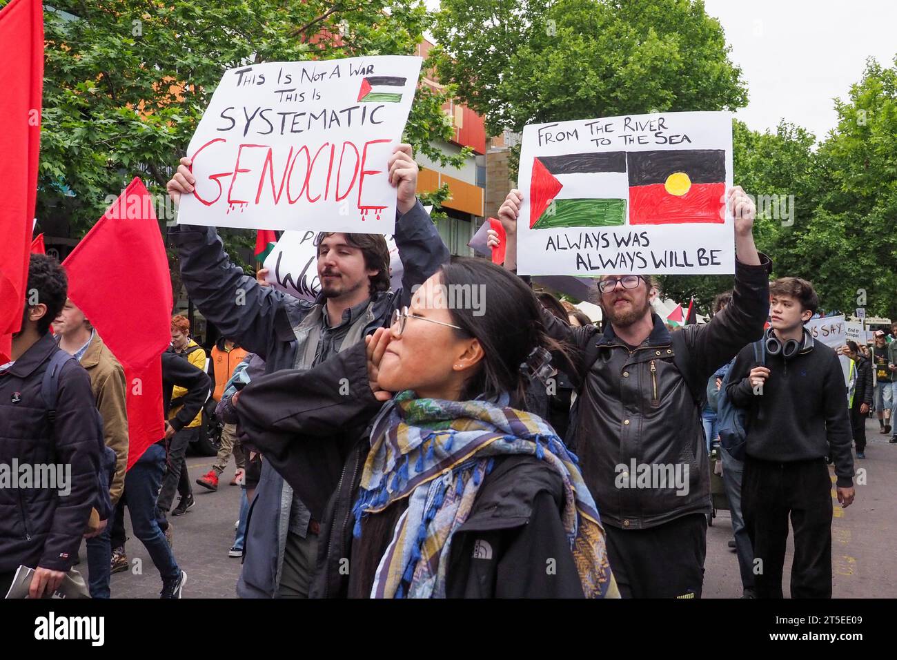 Canberra, Australia. 4th Nov, 2023. Protesters gather in Canberra ...