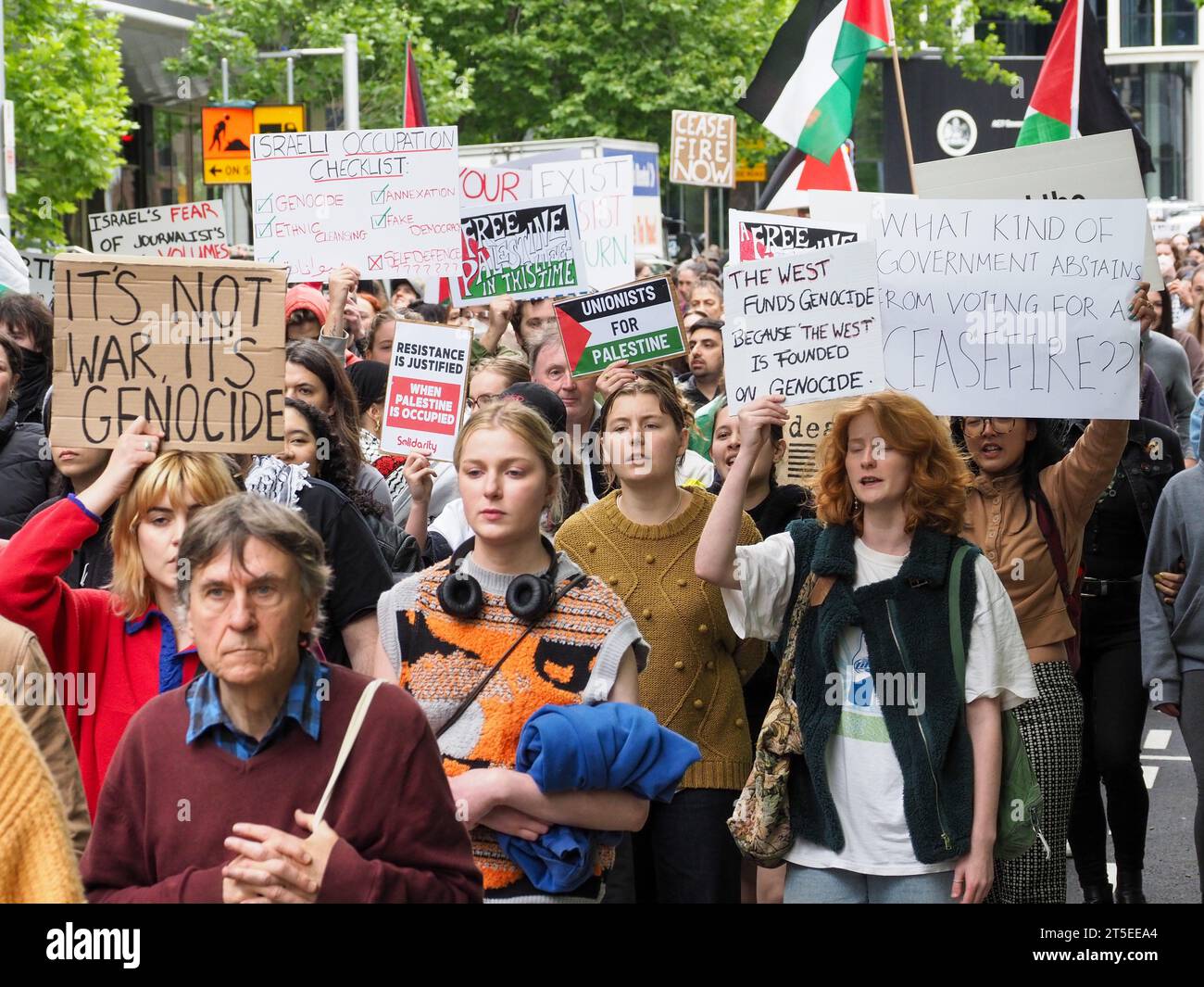 Canberra, Australia. 4th Nov, 2023. Protesters gather in Canberra ...