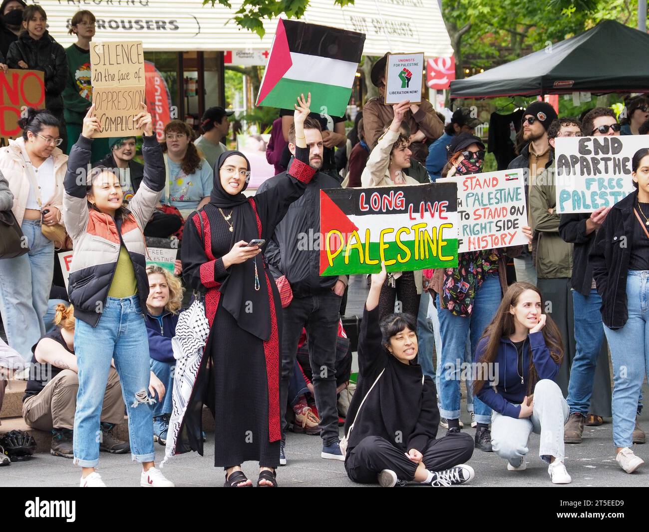 Canberra, Australia. 4th Nov, 2023. Protesters gather in Canberra ...