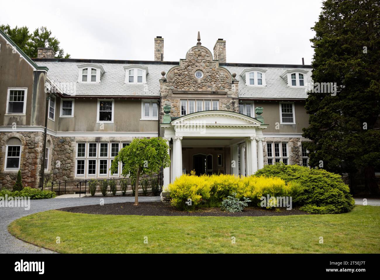 The exterior of Blithewold Manor, a historic mansion in Bristol, Rhode Island, USA. Stock Photo