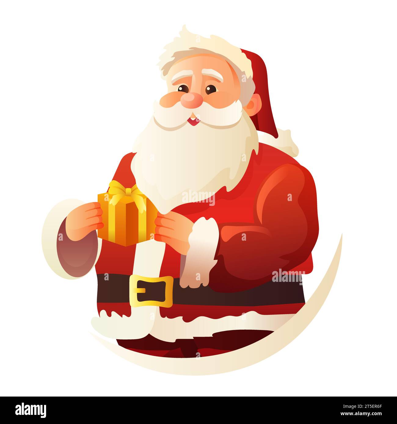 santa claus in red costume and hat holding wrapped gift box christmas ...