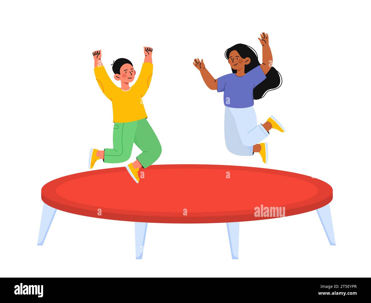 Children on trampoline vector Stock Vector