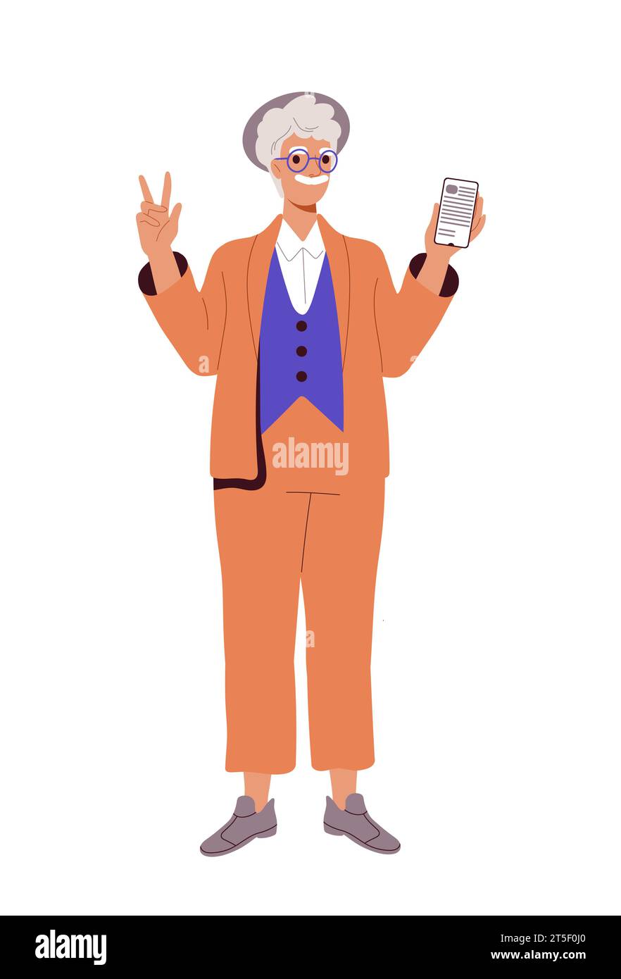 Happy person with smartphone vector Stock Vector Image & Art - Alamy