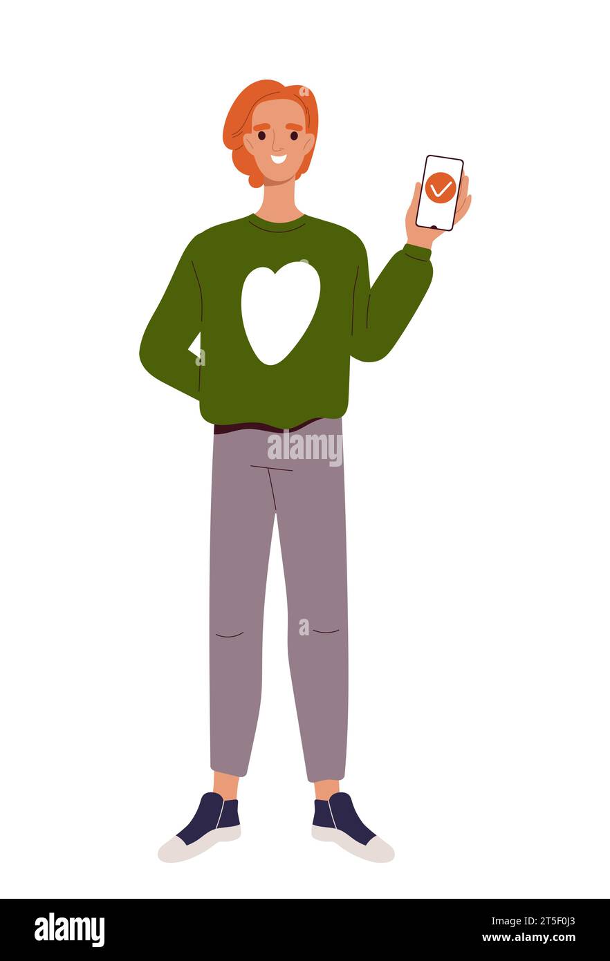 Happy person with smartphone vector Stock Vector Image & Art - Alamy