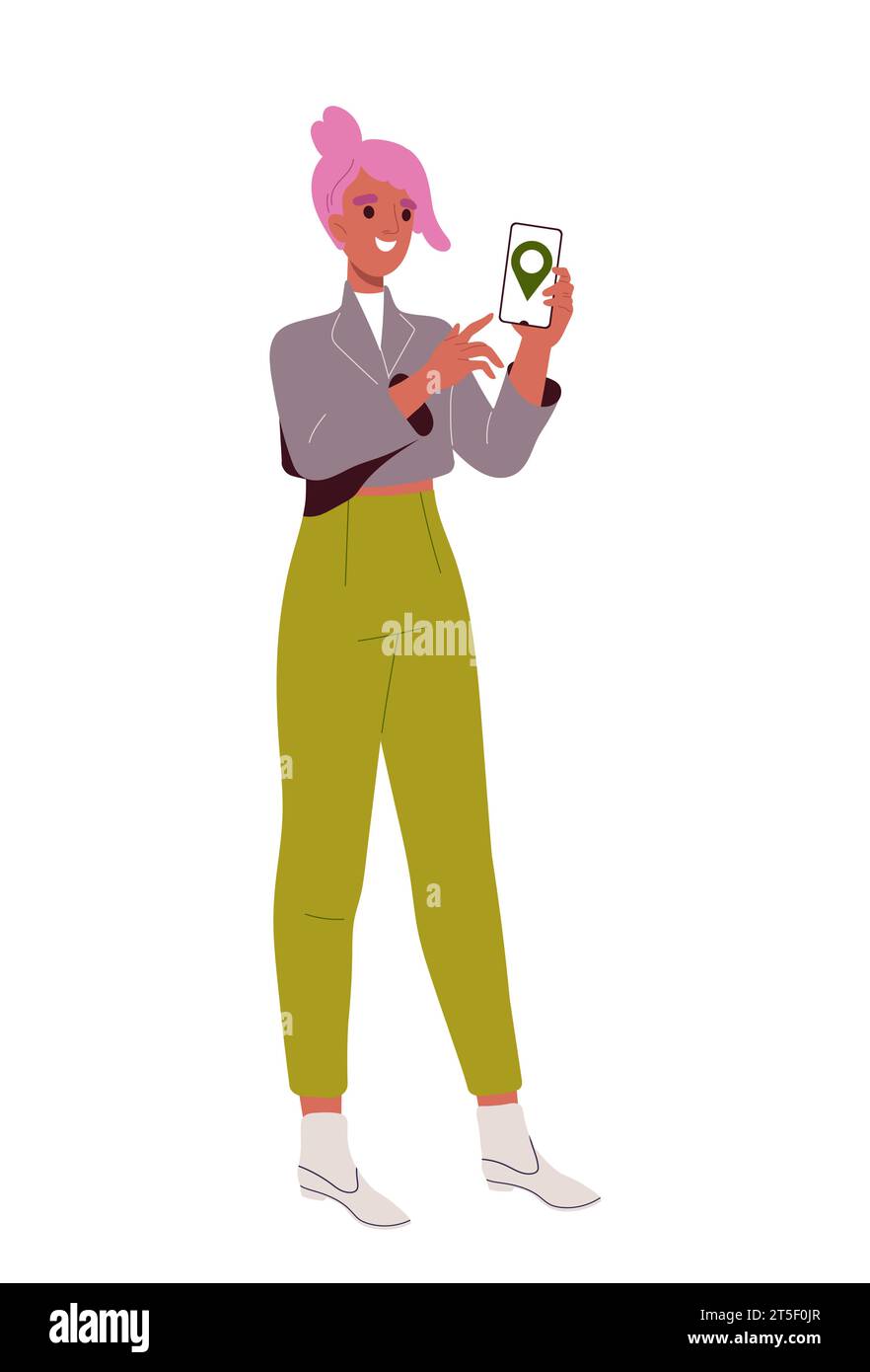 Happy person with smartphone vector Stock Vector Image & Art - Alamy