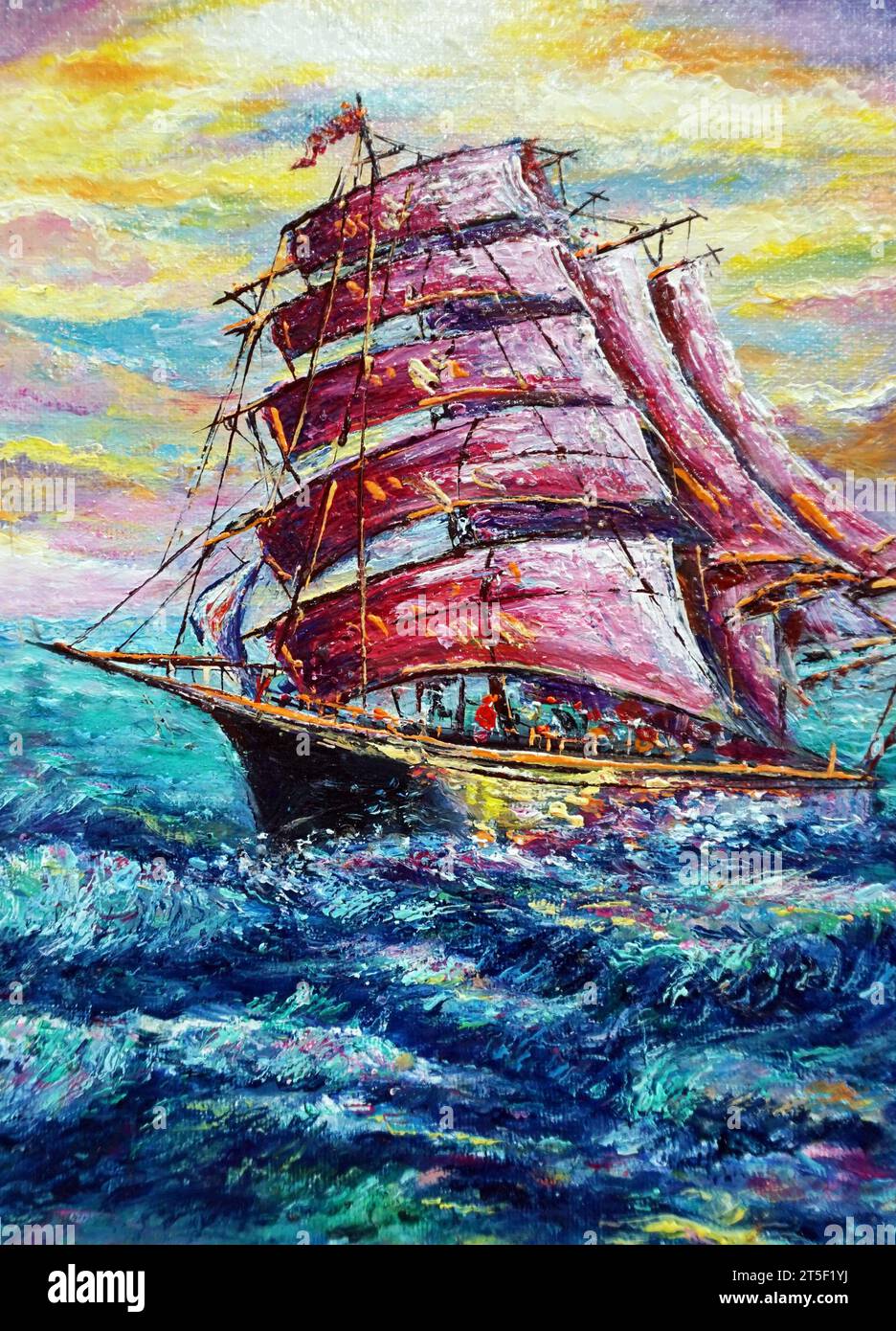 creativity activity art oil painting sailboat Stock Photo