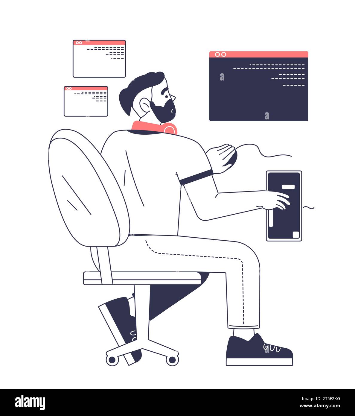 System administrator or engineer vector line Stock Vector