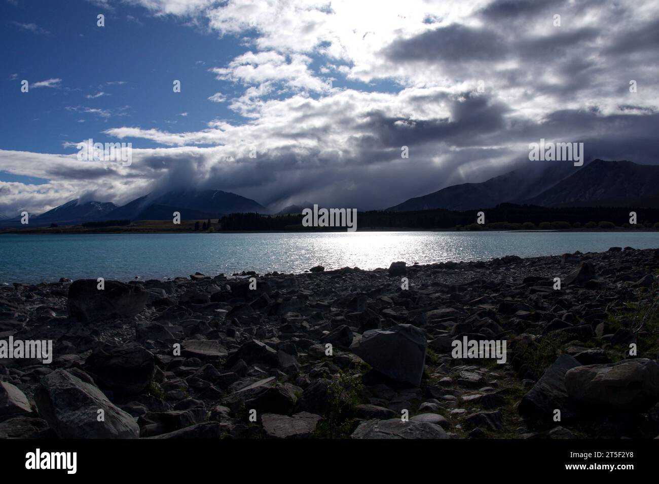 View of Lake Tekapo off the Mount Cook highway New Zealand Stock Photo