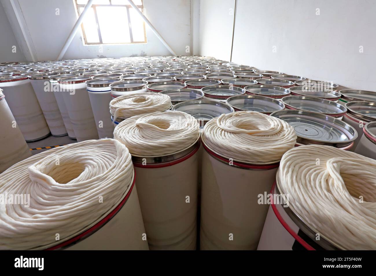 Cotton yarn spinning factory Stock Photo Alamy