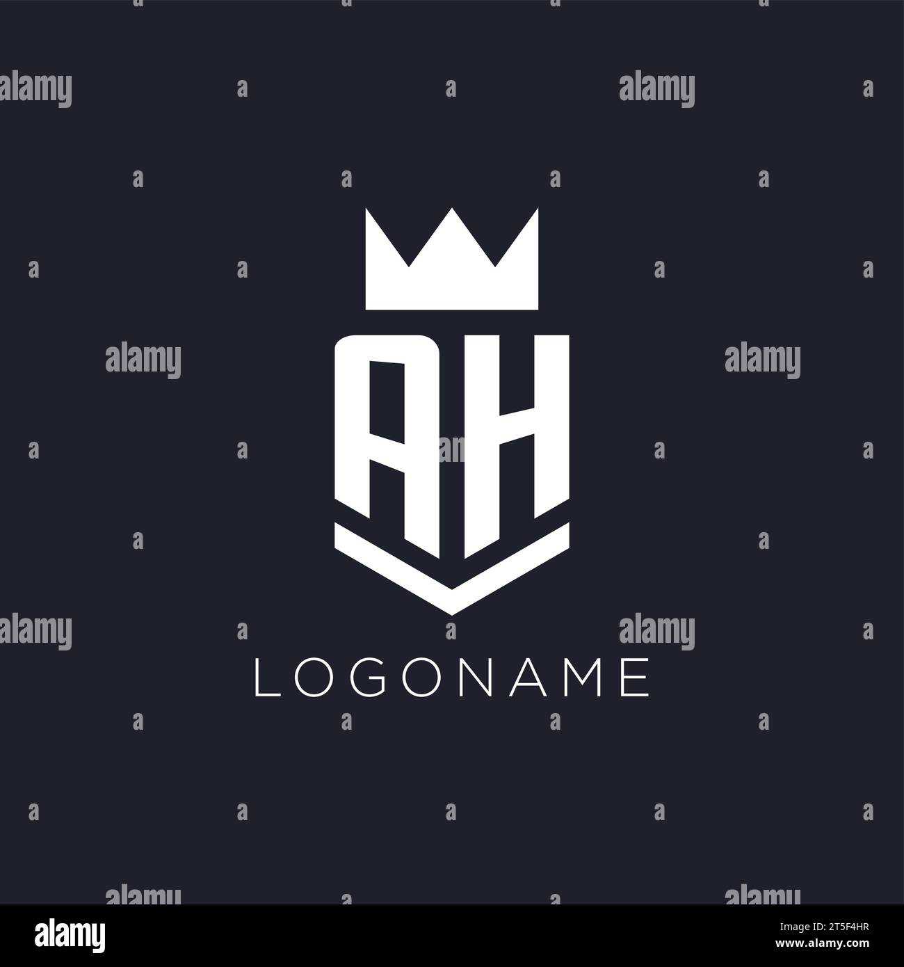 AH logo with shield and crown, initial monogram logo design ideas Stock ...
