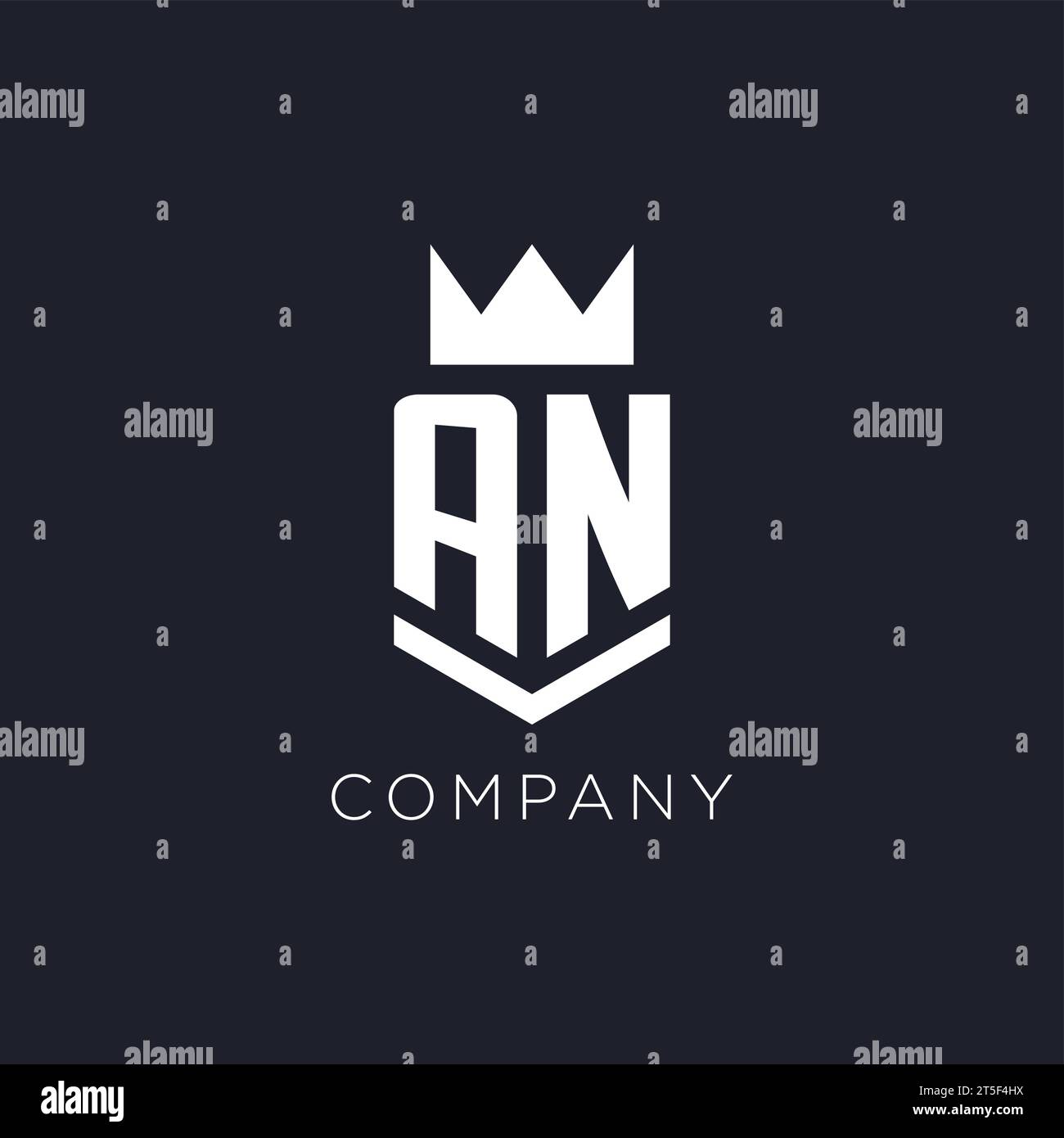 AN logo with shield and crown, initial monogram logo design ideas Stock Vector