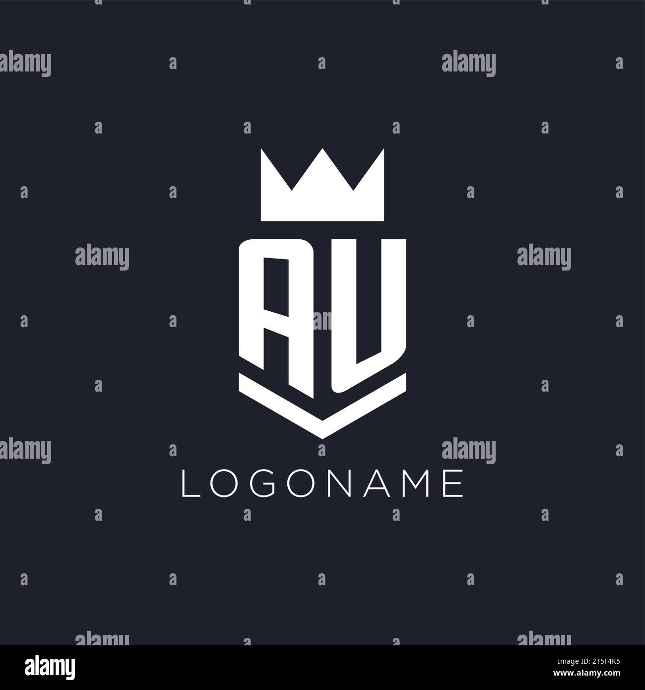 AU logo with shield and crown, initial monogram logo design ideas Stock Vector