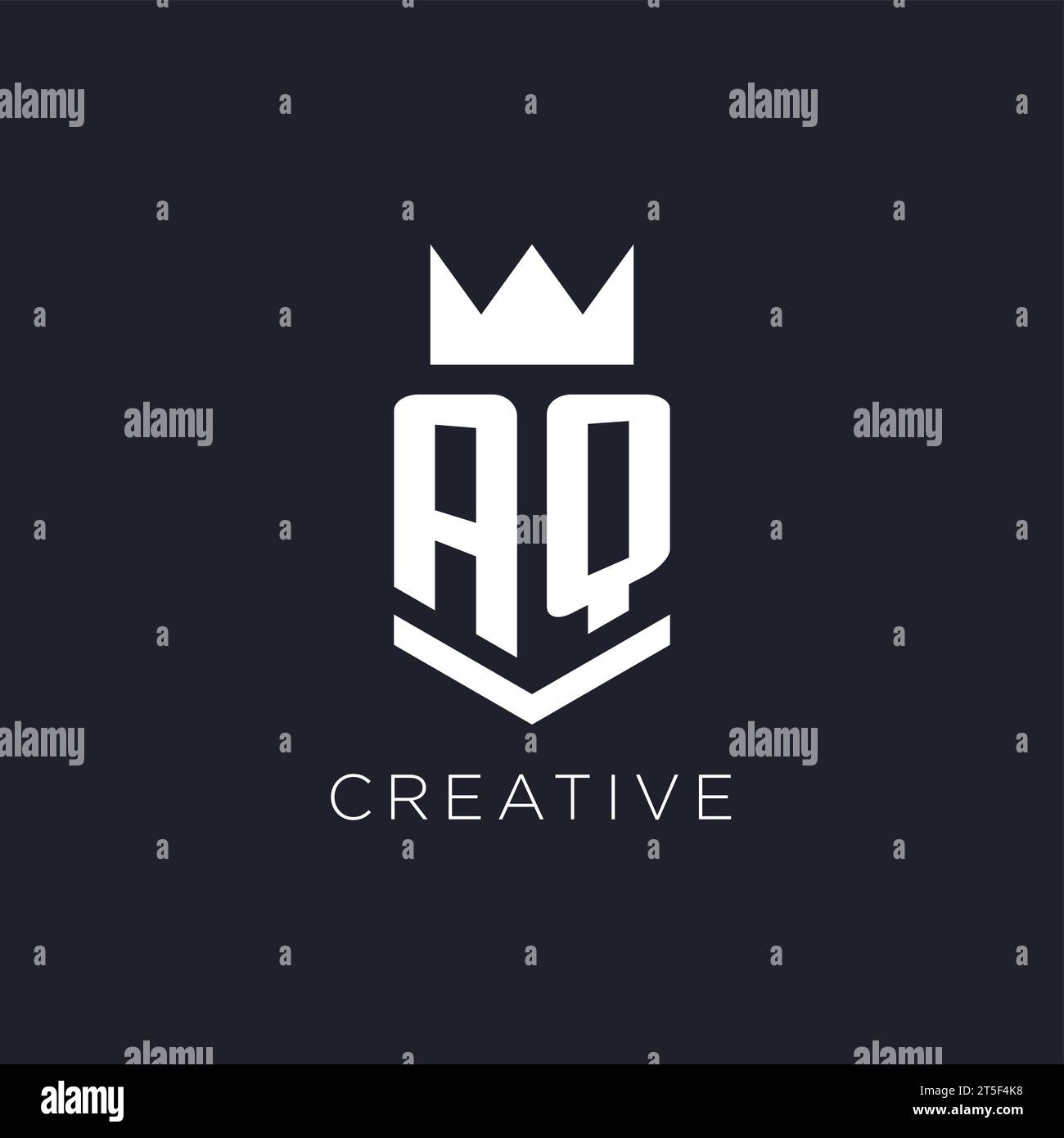AQ logo with shield and crown, initial monogram logo design ideas Stock Vector