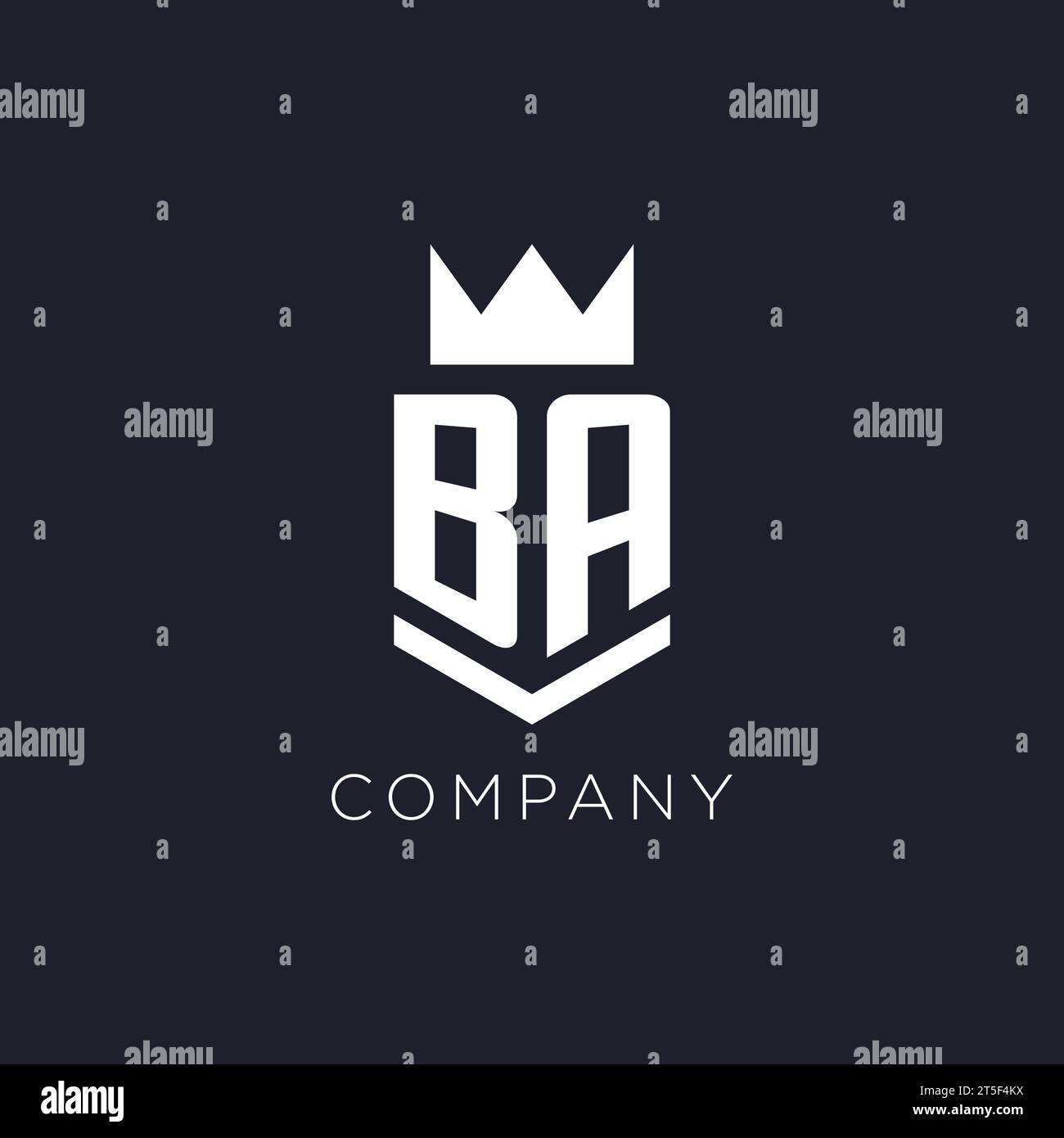 BA logo with shield and crown, initial monogram logo design ideas Stock Vector