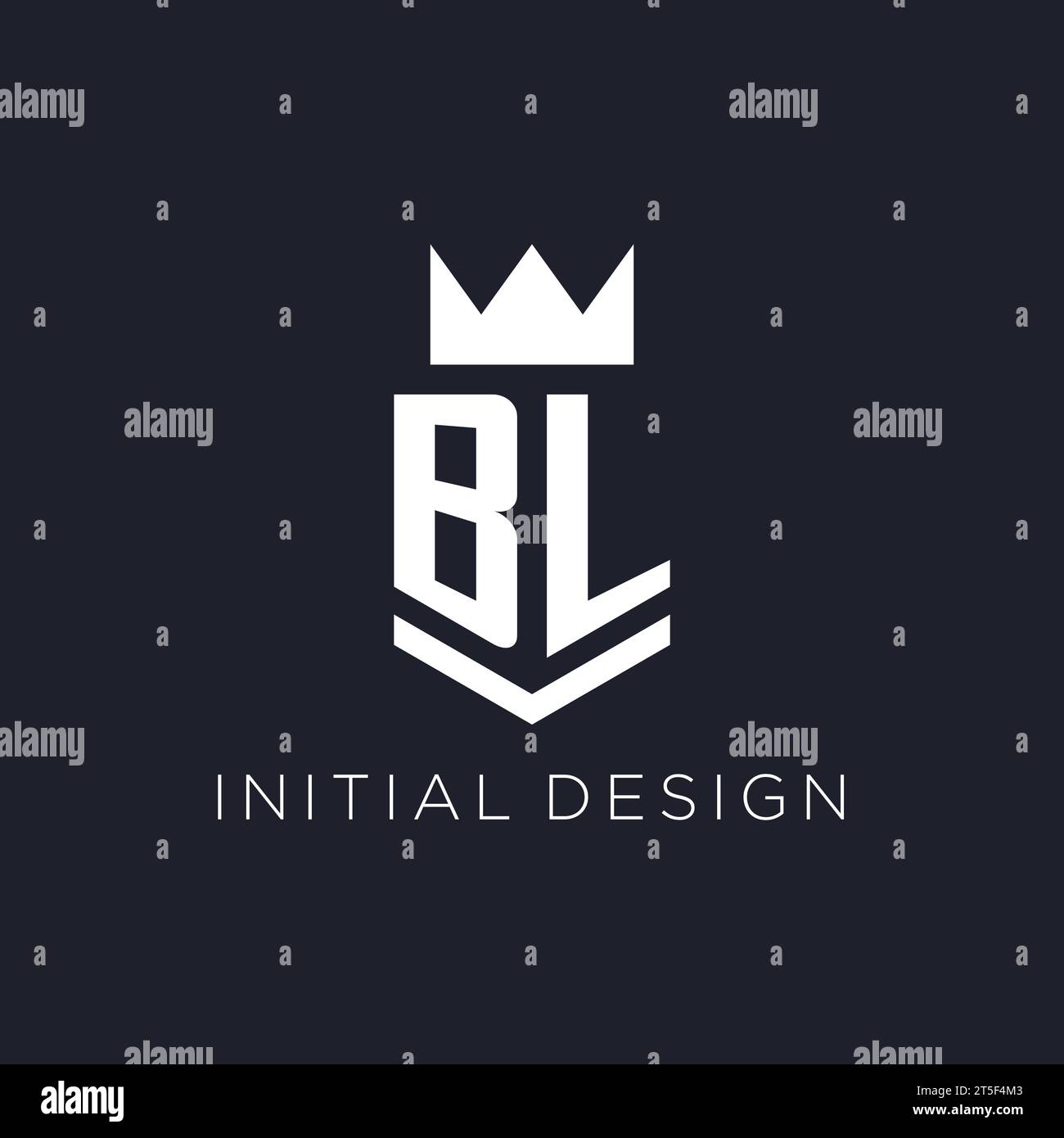 BL logo with shield and crown, initial monogram logo design ideas Stock Vector