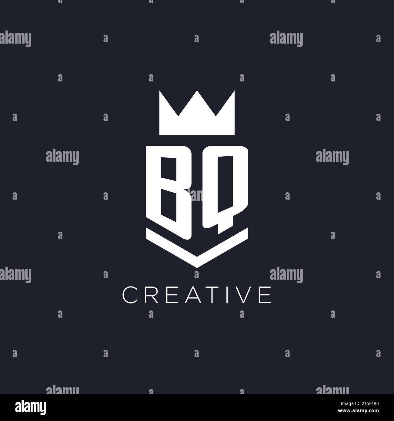 BQ logo with shield and crown, initial monogram logo design ideas Stock Vector