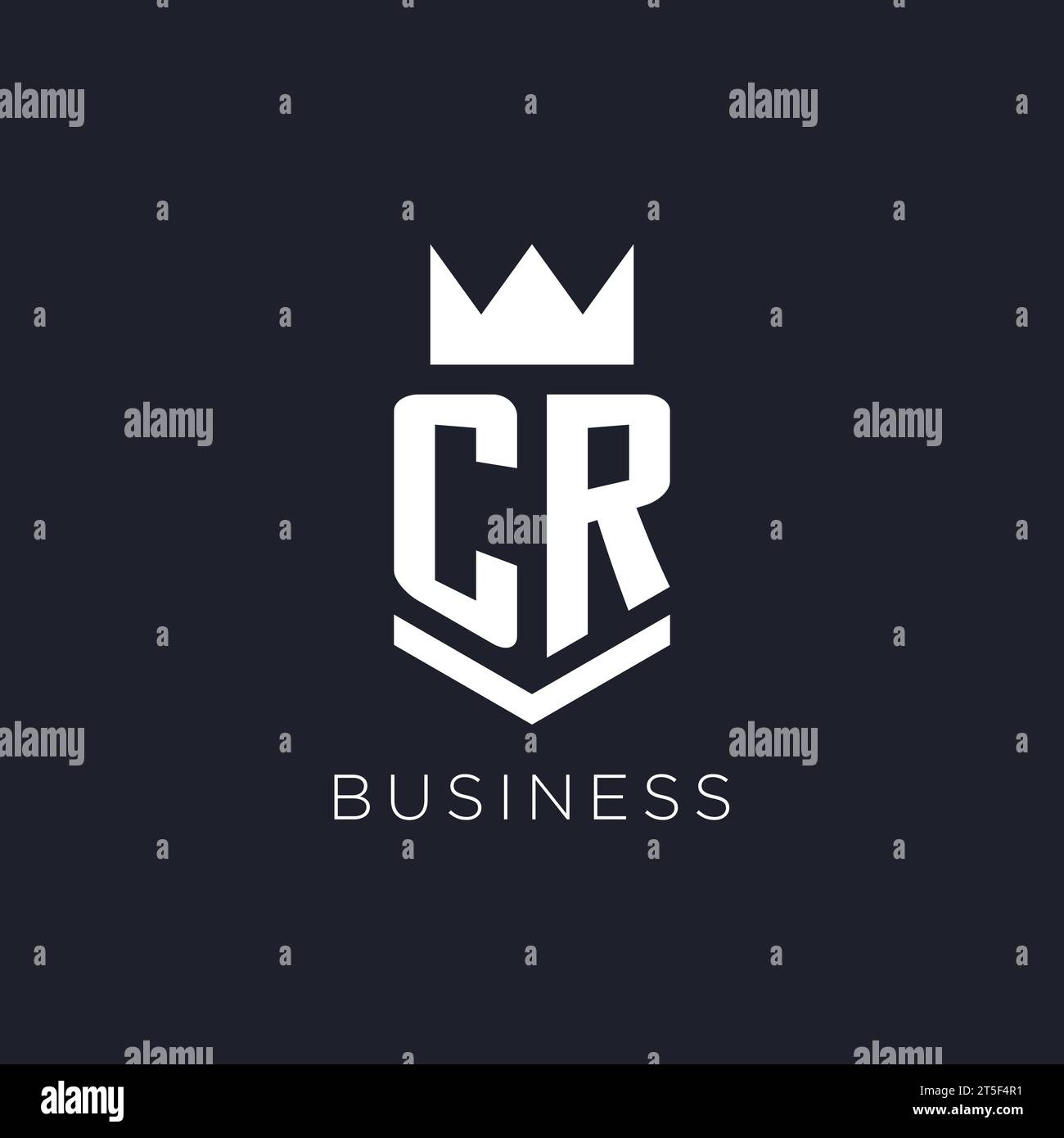 CR logo with shield and crown, initial monogram logo design ideas Stock Vector