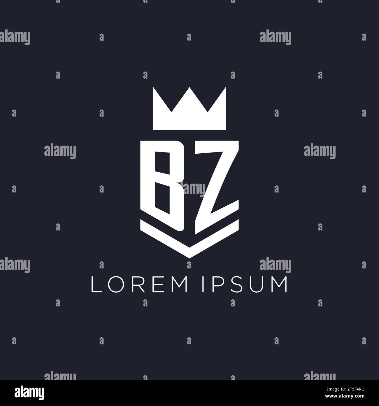 BZ logo with shield and crown, initial monogram logo design ideas Stock Vector