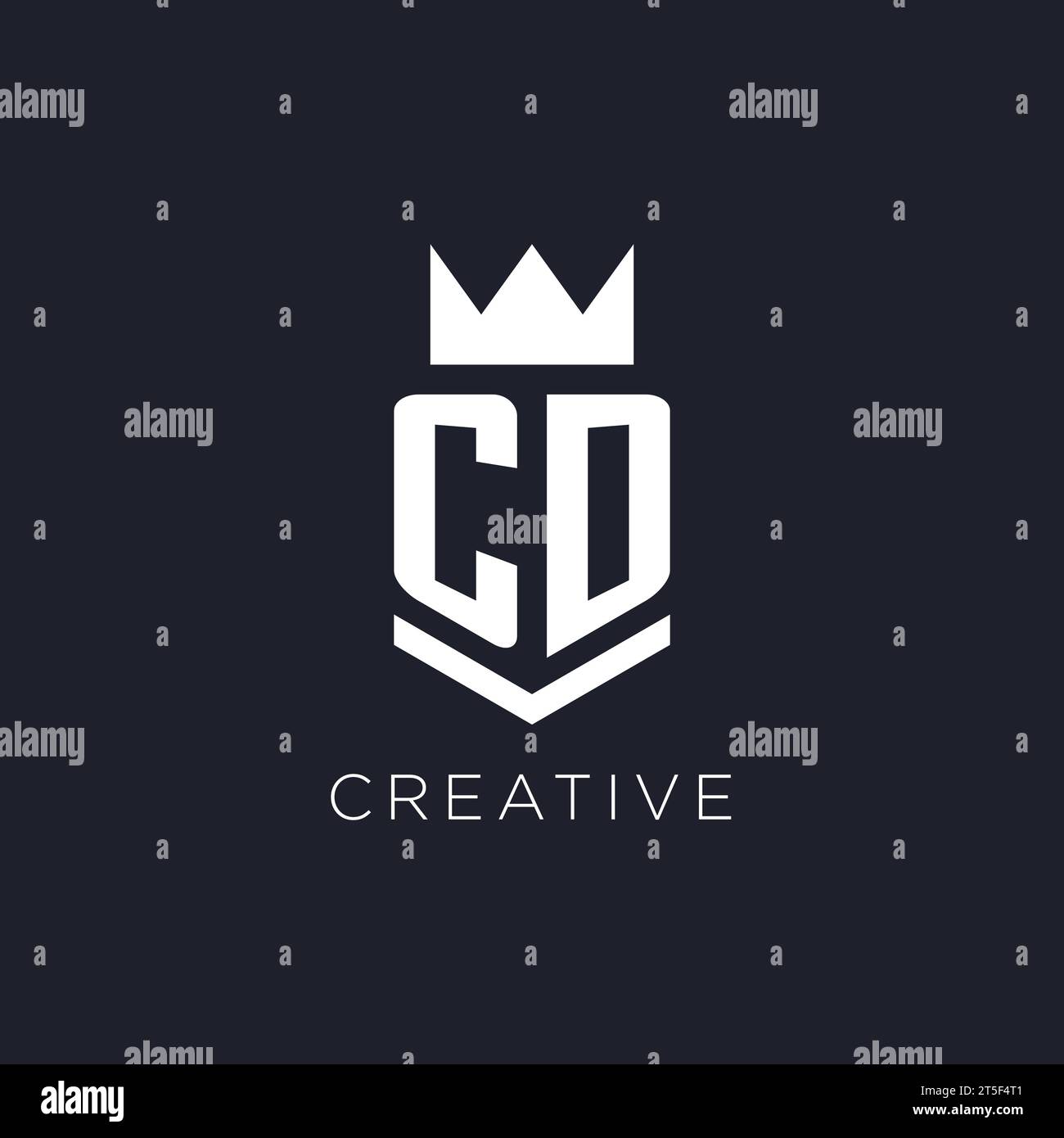 CD logo with shield and crown, initial monogram logo design ideas Stock Vector