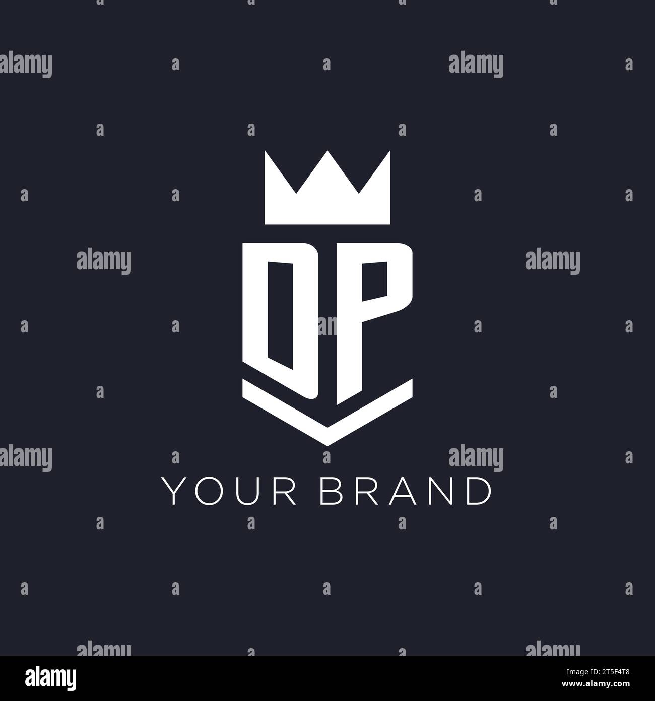 DP logo with shield and crown, initial monogram logo design ideas Stock Vector
