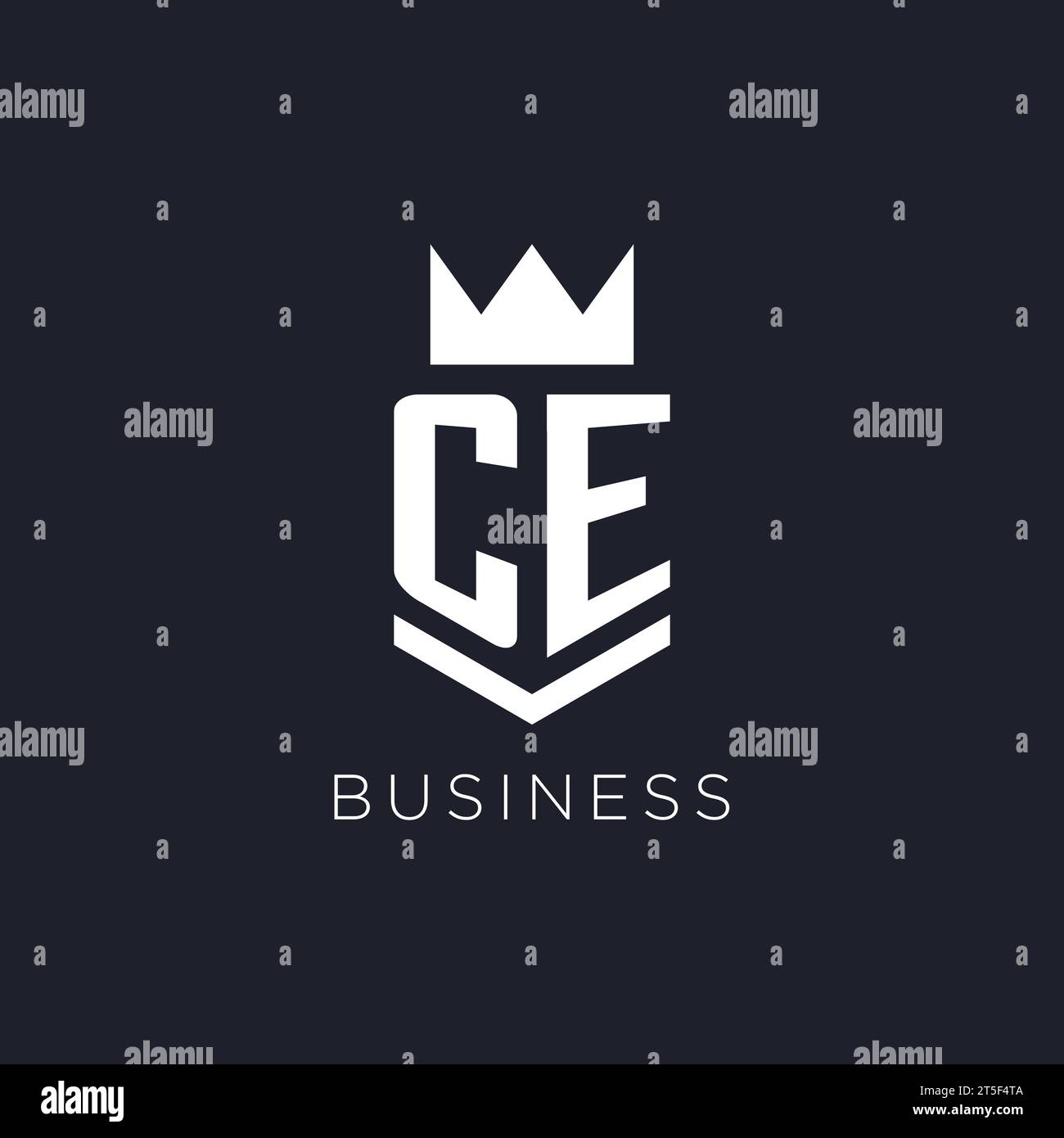CE logo with shield and crown, initial monogram logo design ideas Stock Vector