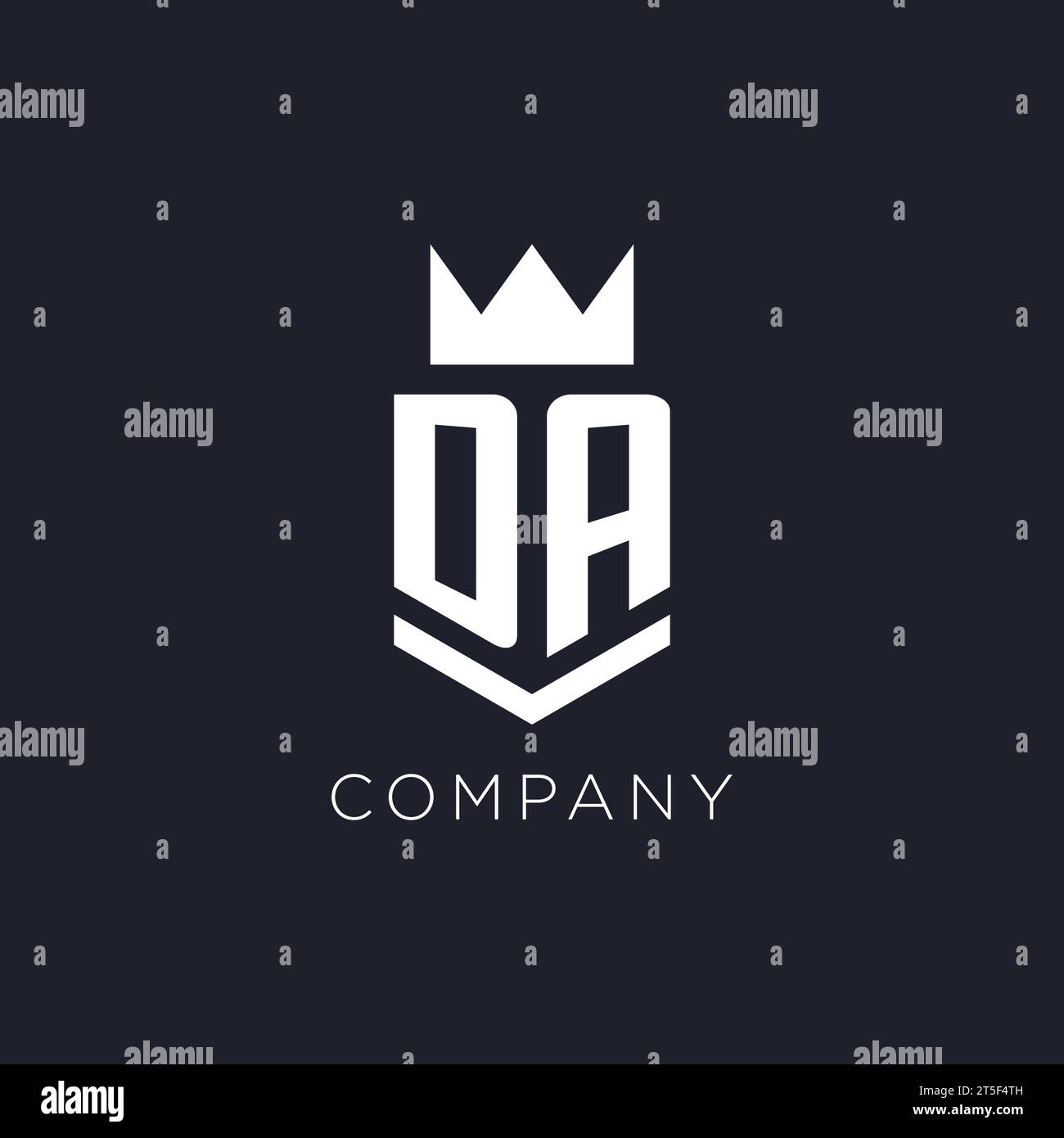 DA logo with shield and crown, initial monogram logo design ideas Stock Vector
