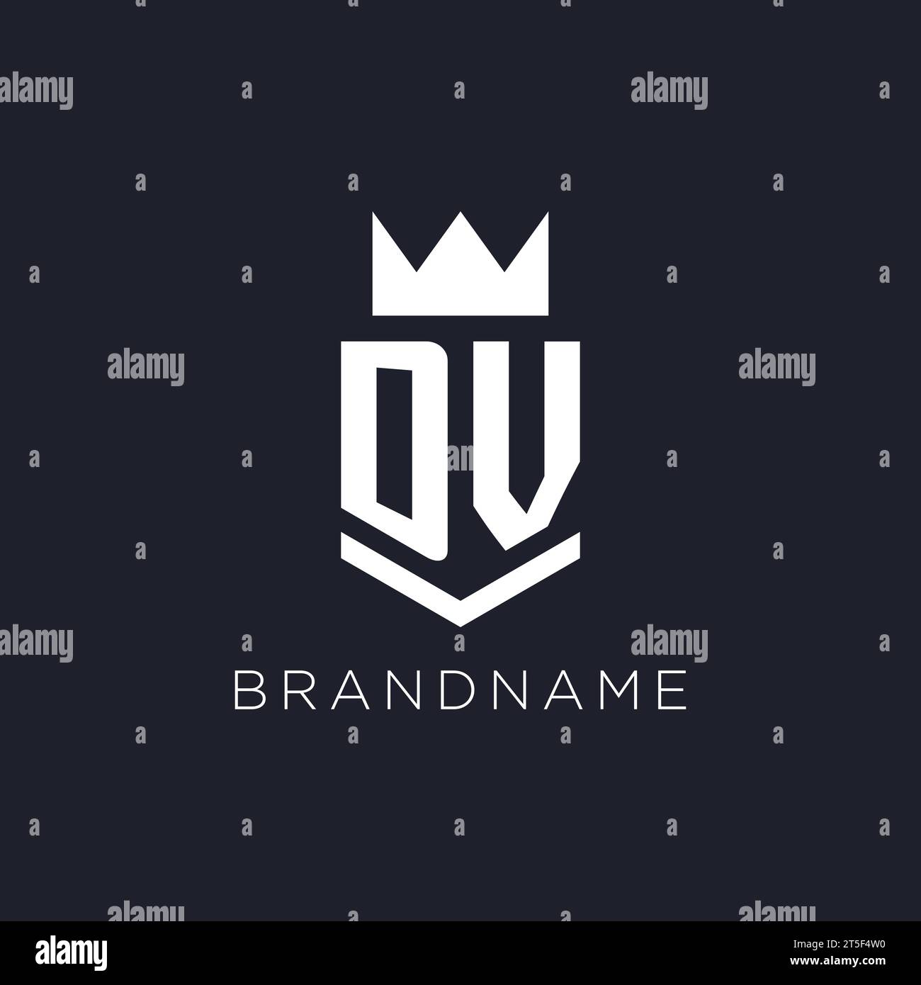 DV logo with shield and crown, initial monogram logo design ideas Stock Vector