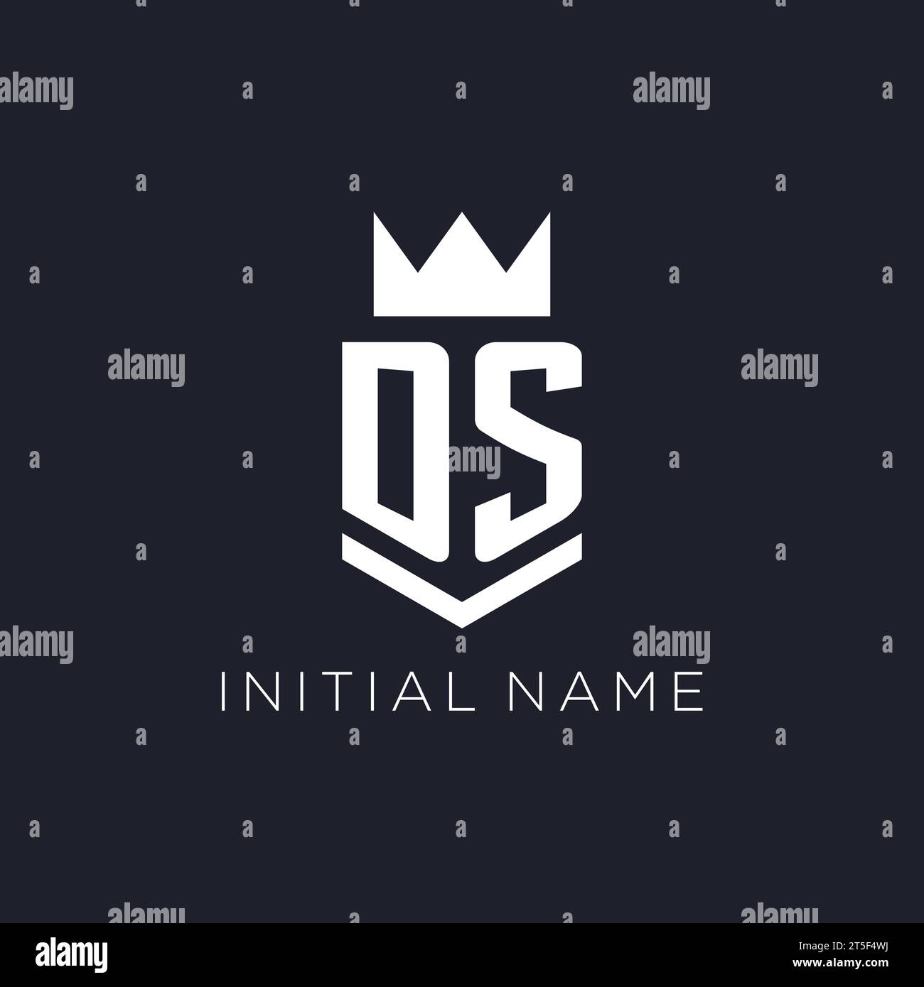 DS logo with shield and crown, initial monogram logo design ideas Stock Vector