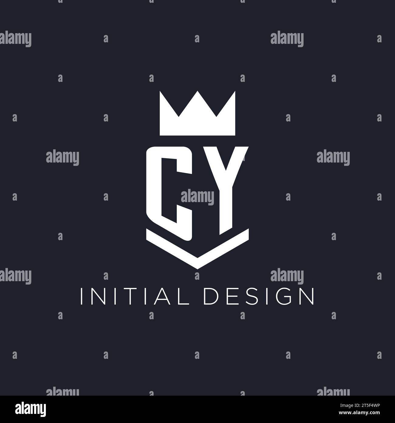 CY logo with shield and crown, initial monogram logo design ideas Stock Vector